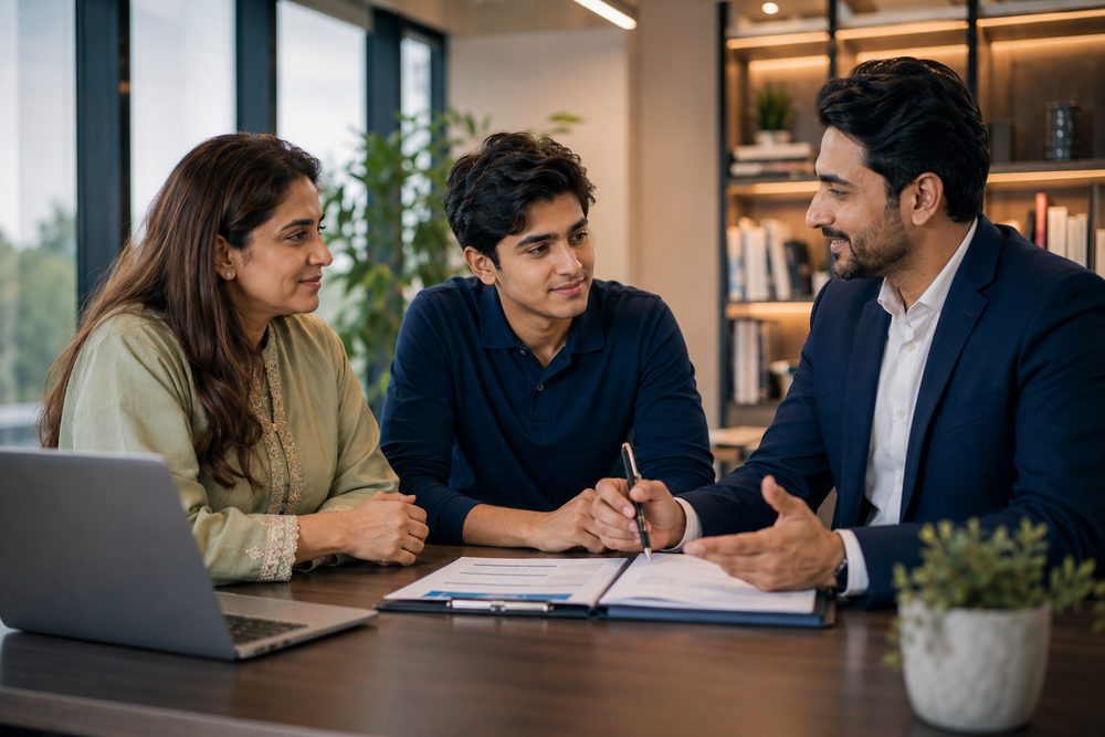 Parent and student in a career planning session