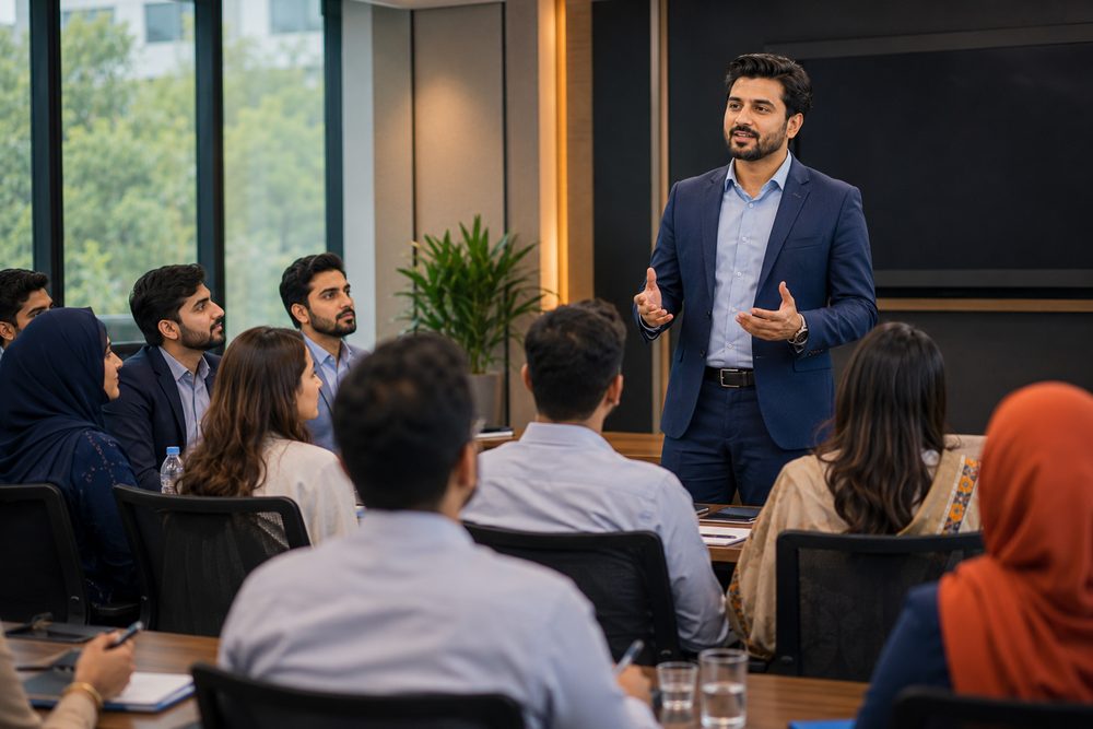 Corporate training workshop for a Pakistani team